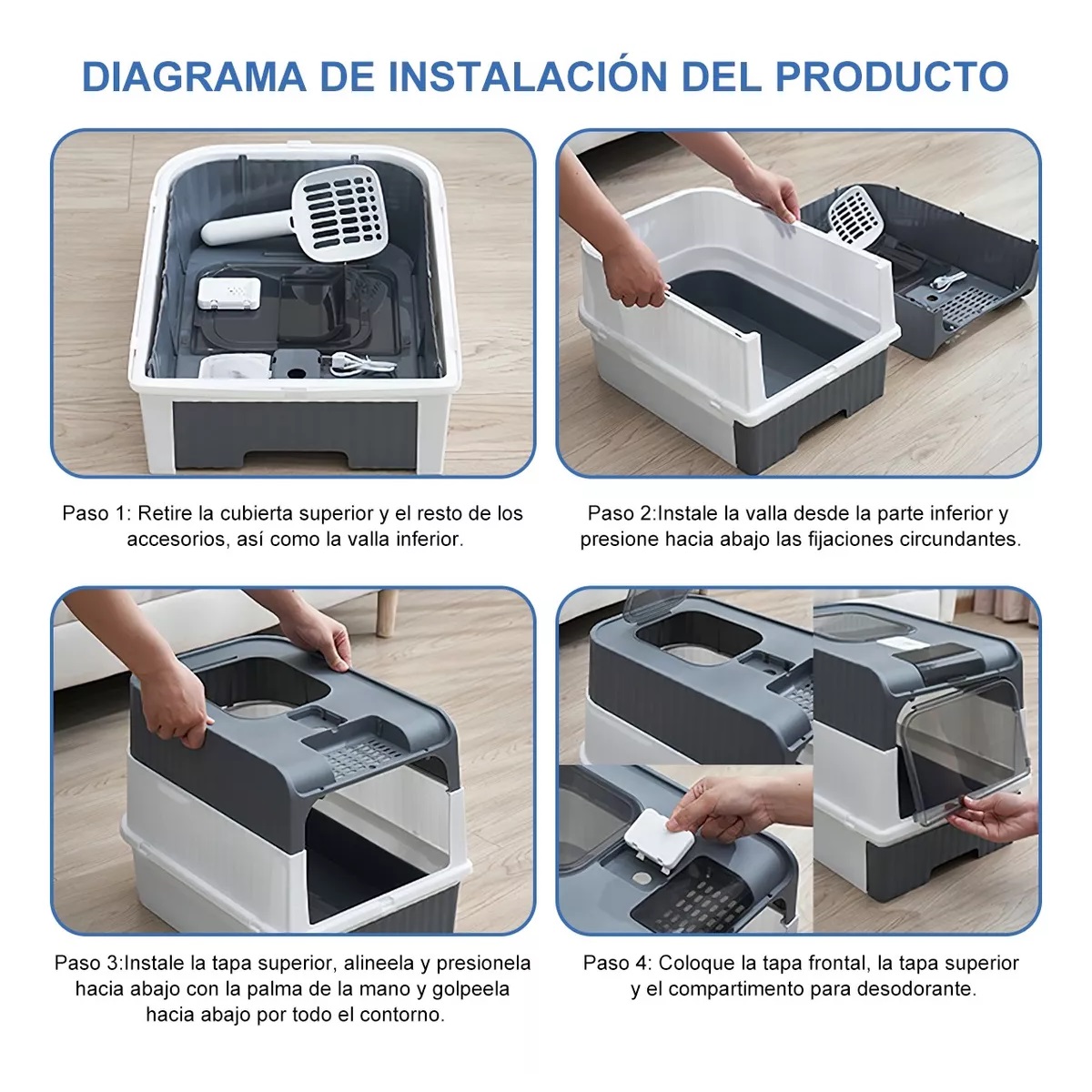 Arenero Plegable Grande Cerrado Para Gato Antiolores