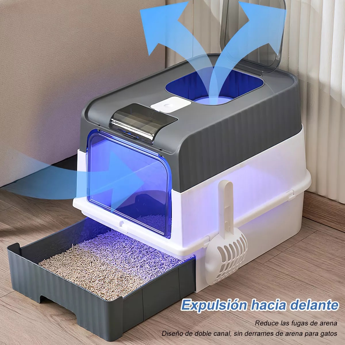 Arenero Plegable Grande Cerrado Para Gato Antiolores