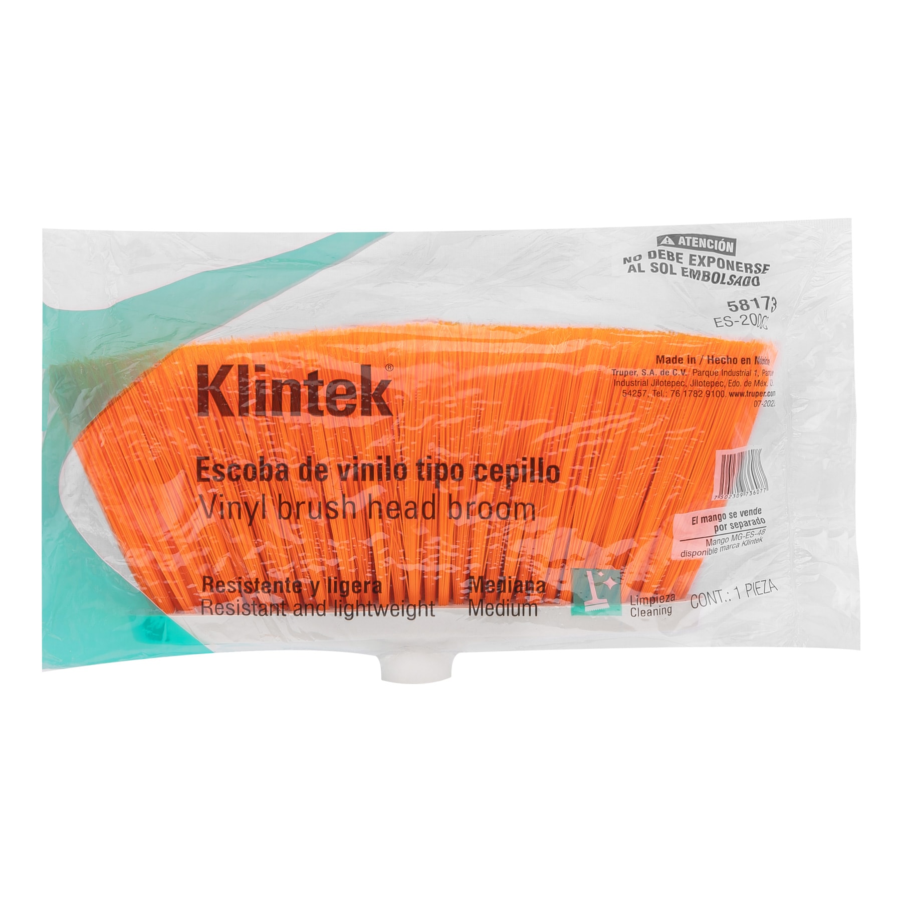 ESCOBA DE VINILO, TIPO CEPILLO, MEDIANA, SIN MANGO KLINTEK 58173