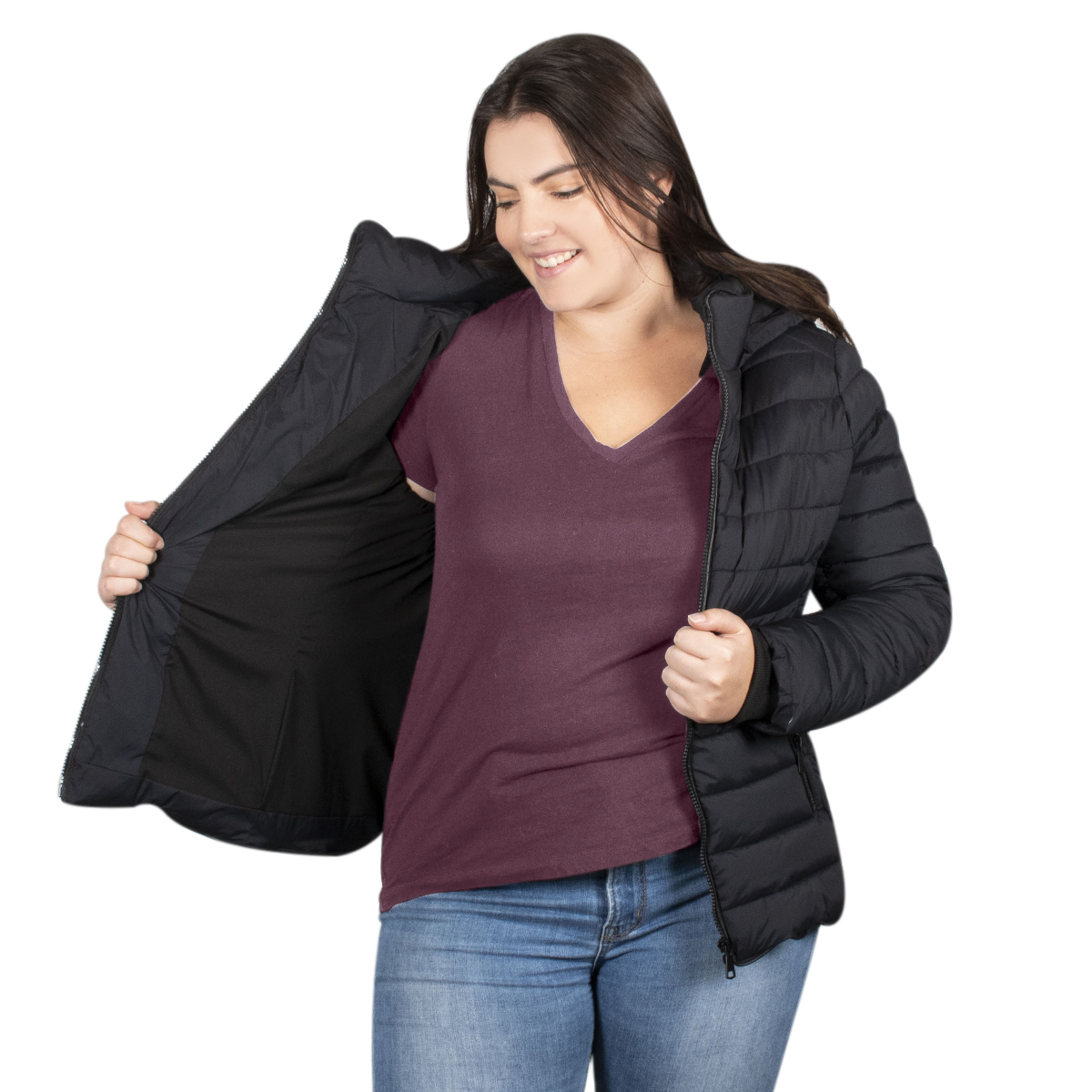 Chamarra Mujer Greenlander Capitonada Gorro Desmontable Plus Size Pol7880xl