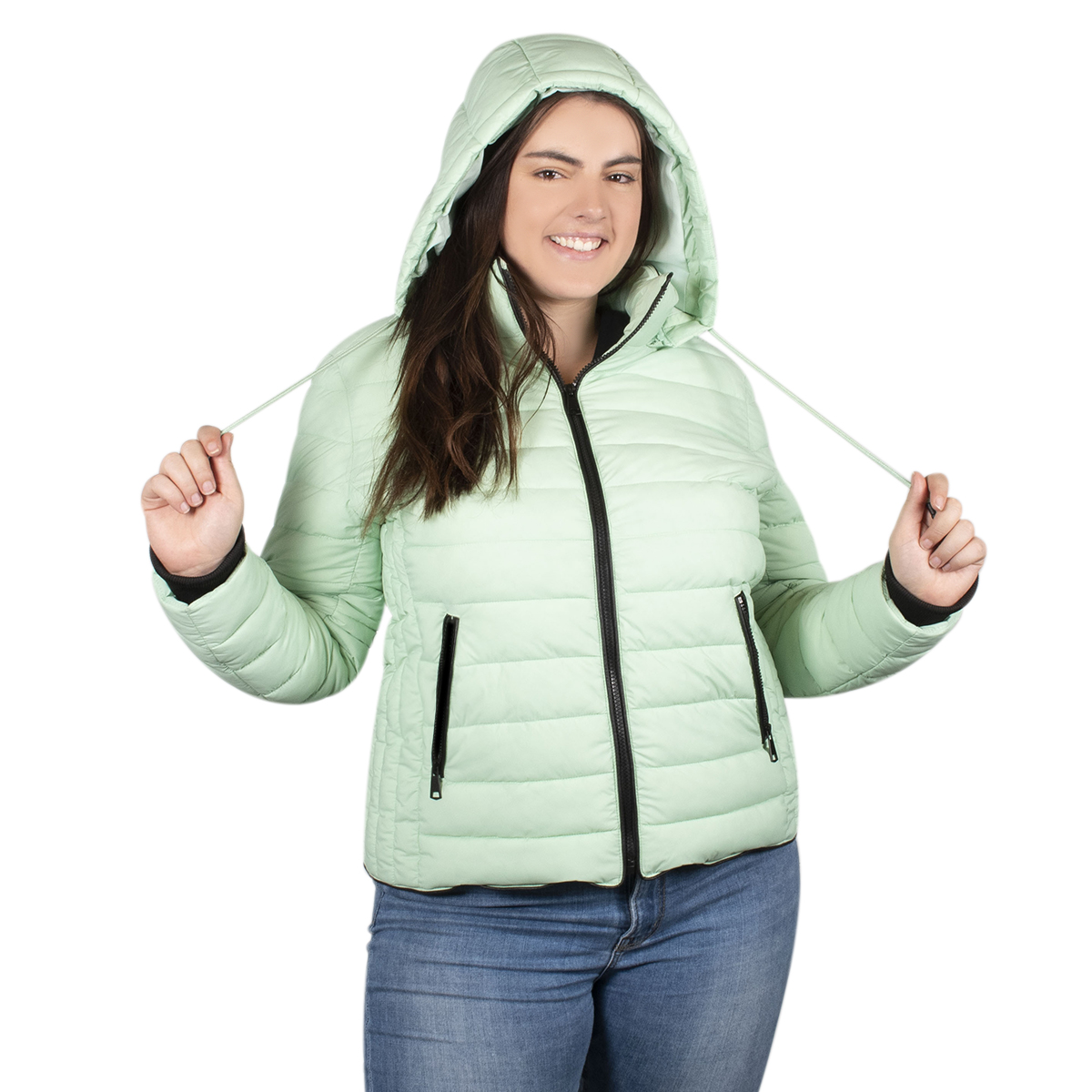 Chamarra Mujer Greenlander Capitonada Gorro Desmontable Plus Size Pol7880xl