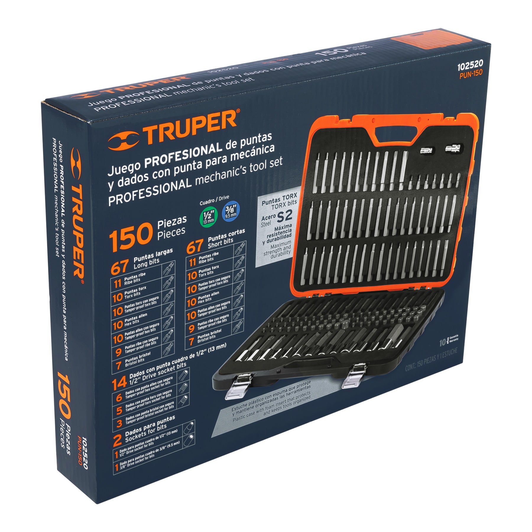 JUEGO DE PUNTAS Y DADOS CON PUNTA 150 PZ, TRUPER 102520