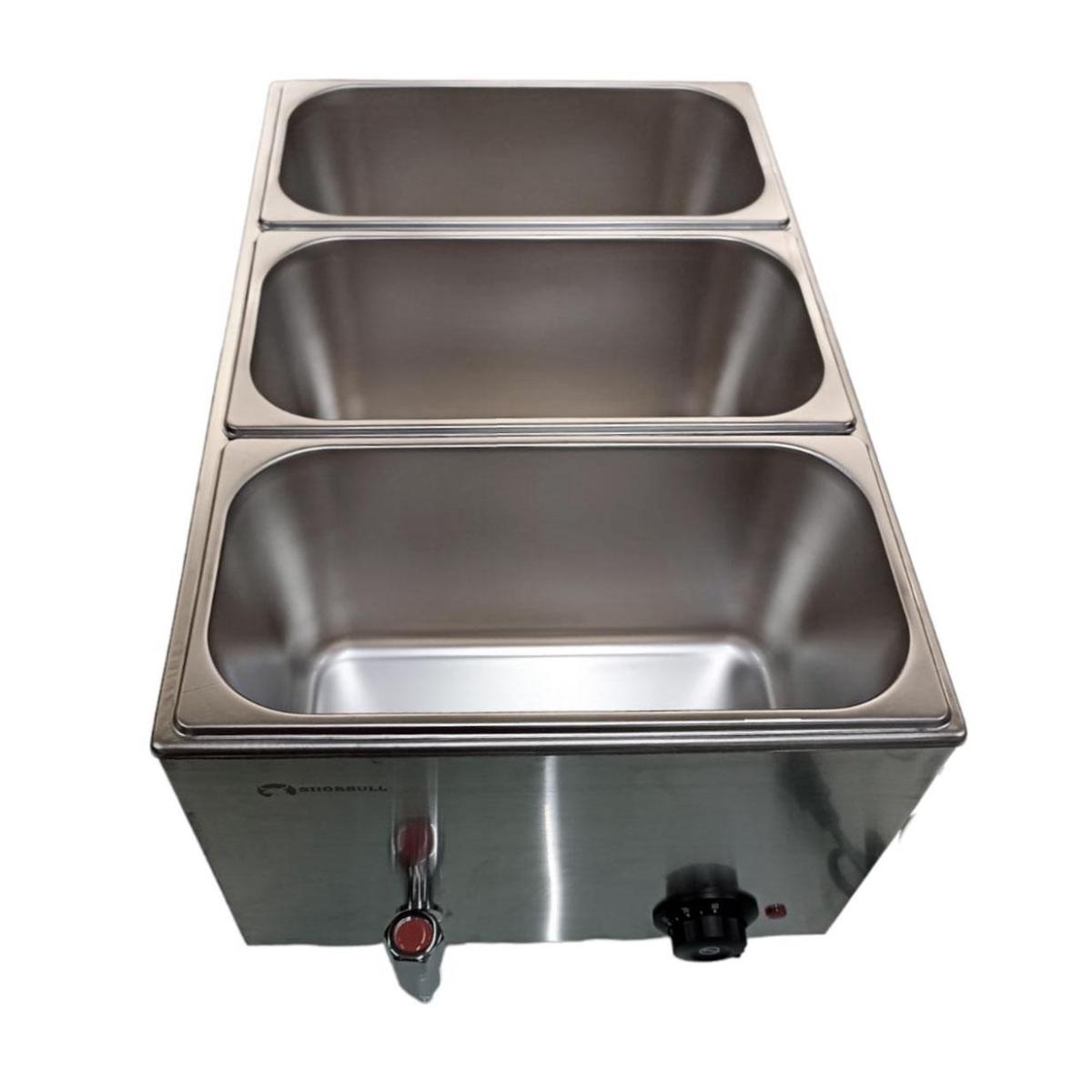 Baño Maria 3 compartimentos con tapa Electrico  Shorbull