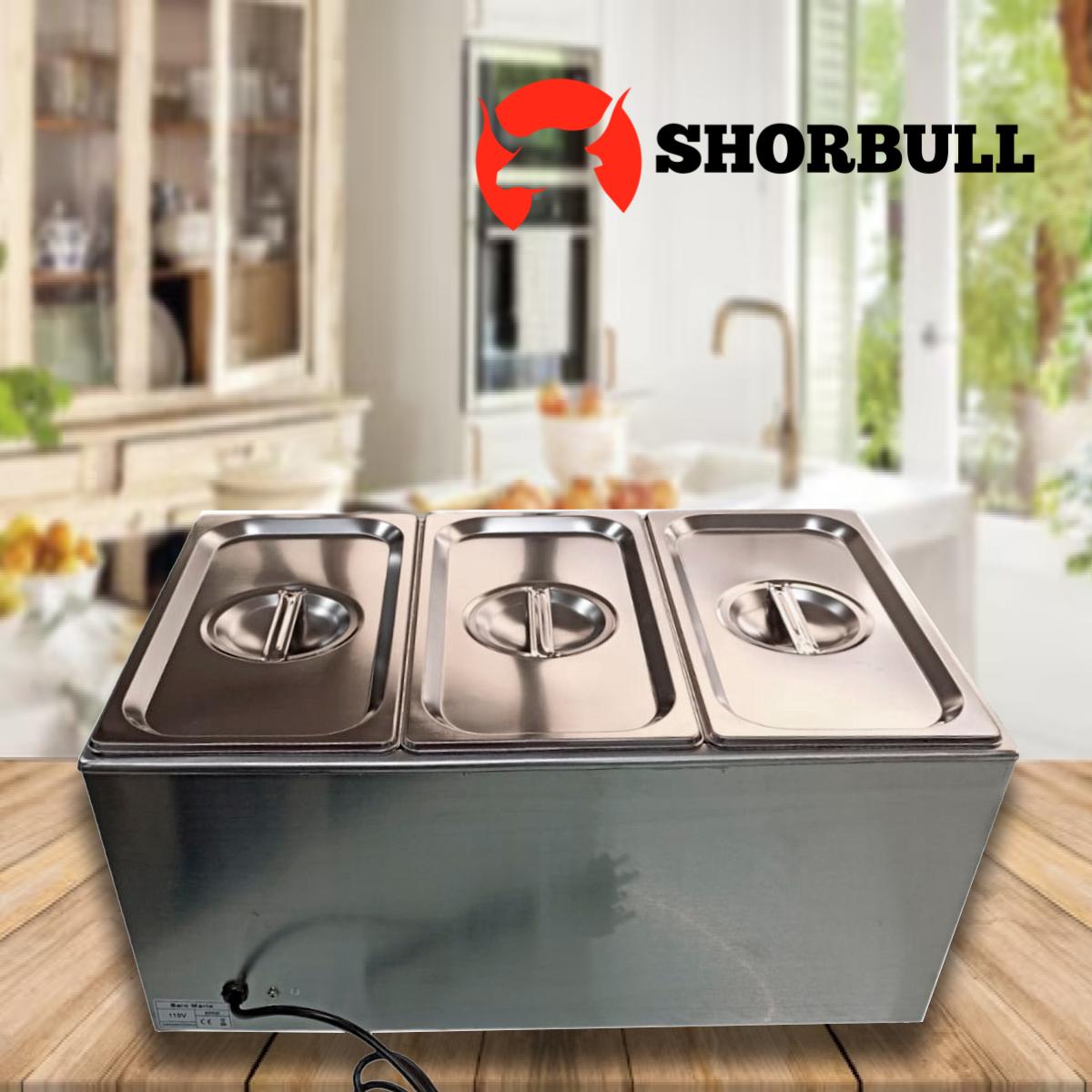 Baño Maria 3 compartimentos con tapa Electrico  Shorbull