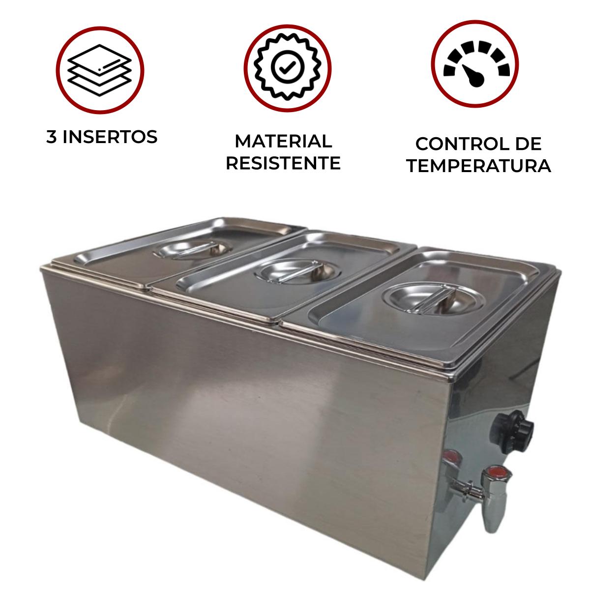 Baño Maria 3 compartimentos con tapa Electrico  Shorbull