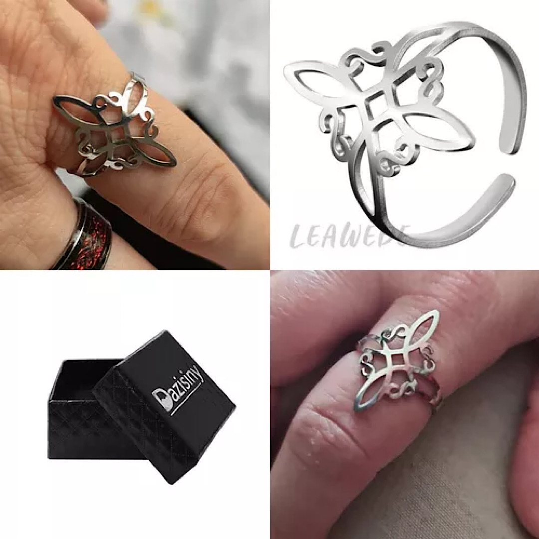 Anillo Nudo De Bruja Para Mujer Acero Inoxidabl Ajustable