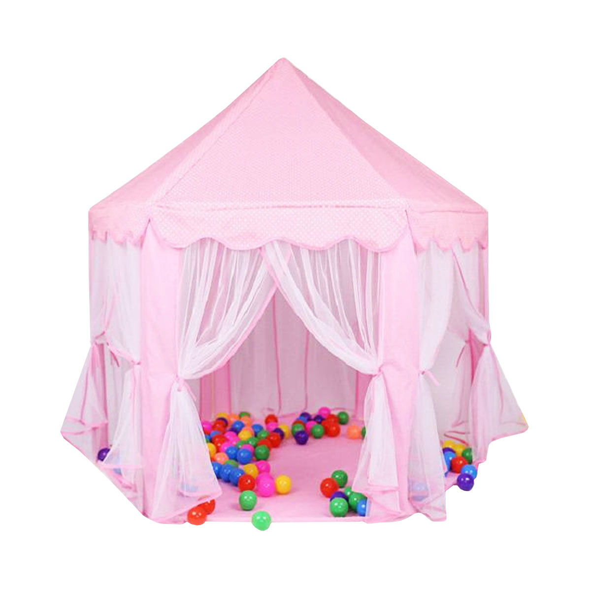 Casa de campaña para niños Castillo Princesa Cortinas Tul Rosa