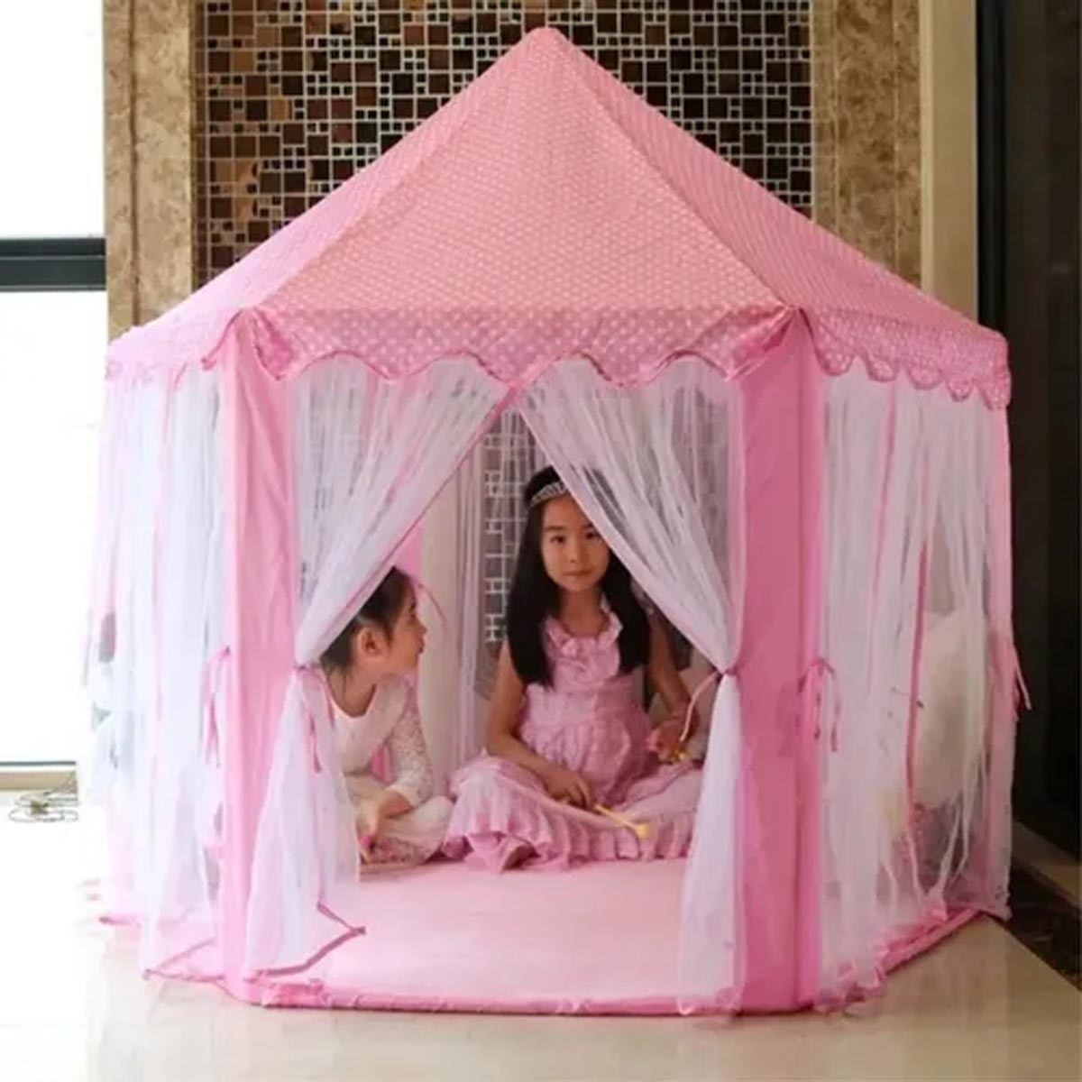 Casa de campaña para niños Castillo Princesa Cortinas Tul Rosa