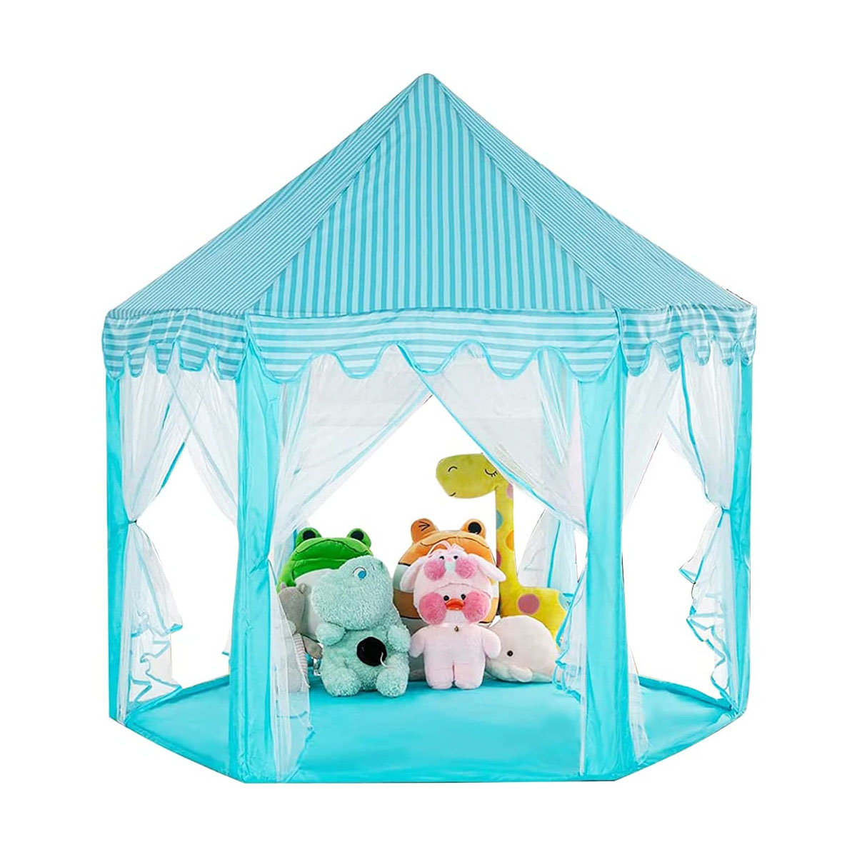 Casa de campaña para niños Castillo Princesa Cortinas Tul Azul.