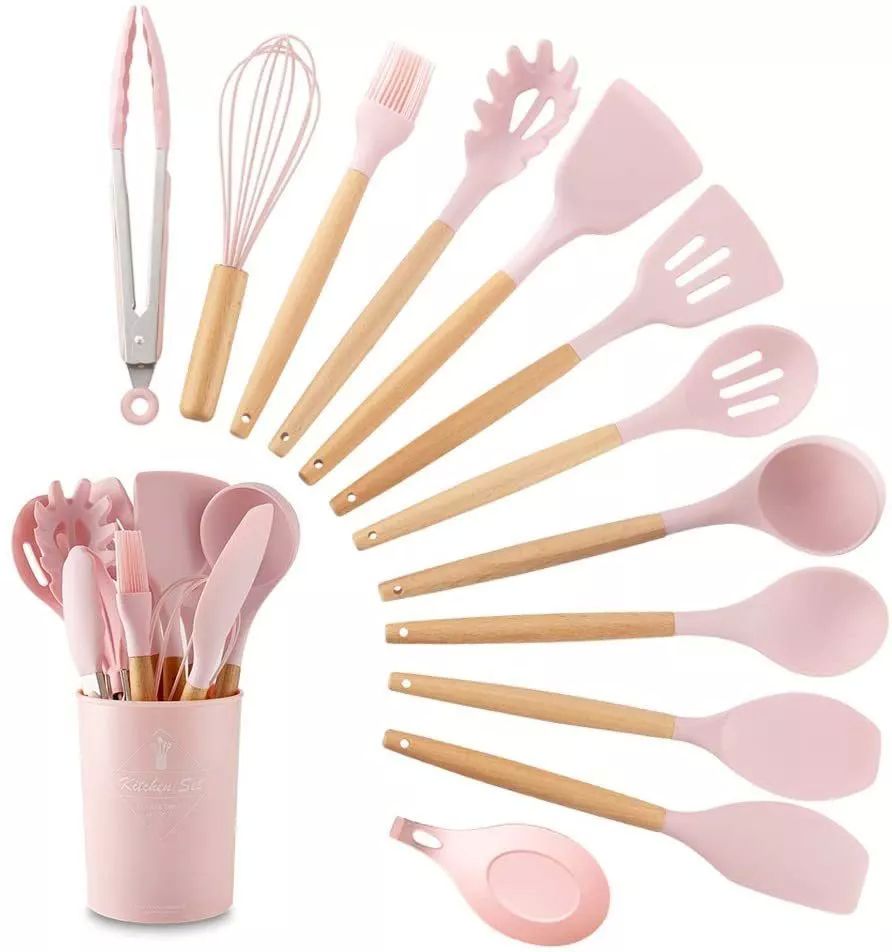 Utensilios de Cocina de silicona Espatulas, palas, Reposteria Set de 12 piezas 5 colores a elegir