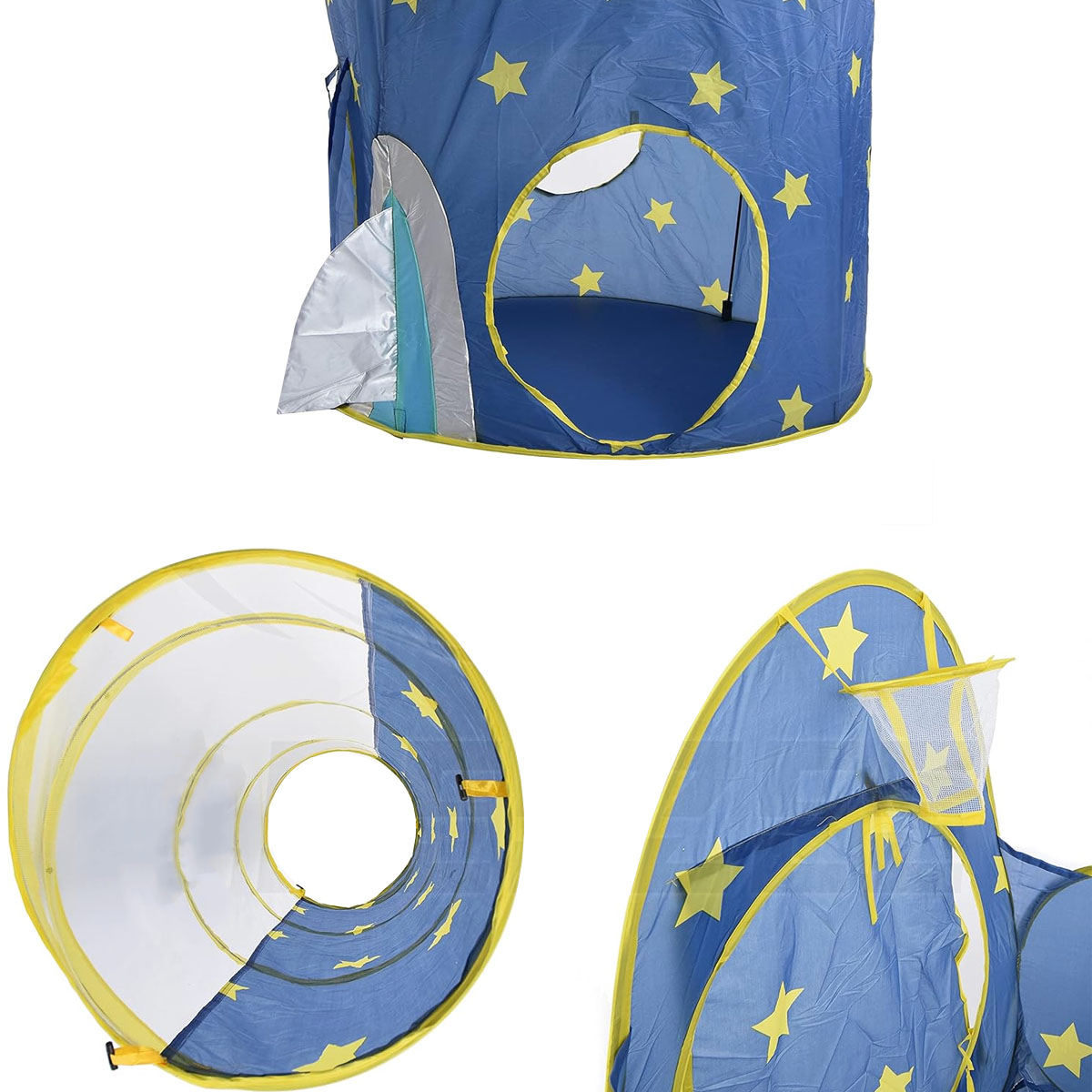 Casa de campaña para niños Tienda+ Tunel + Alberca Astronauta Cohete Azul