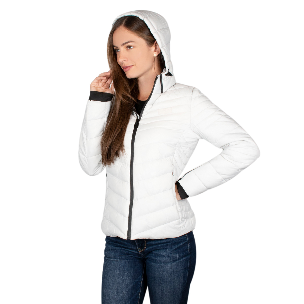 Chamarra Mujer Greenlander Capitonada Con Gorro Desmontable Pol8496
