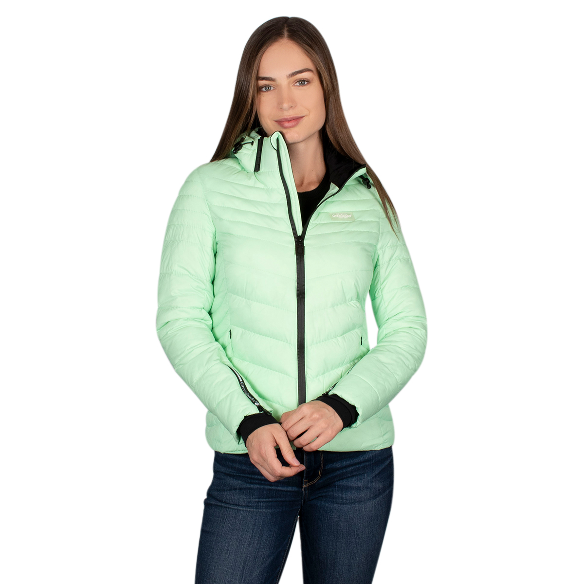 Chamarra Mujer Greenlander Capitonada Con Gorro Desmontable Pol8496