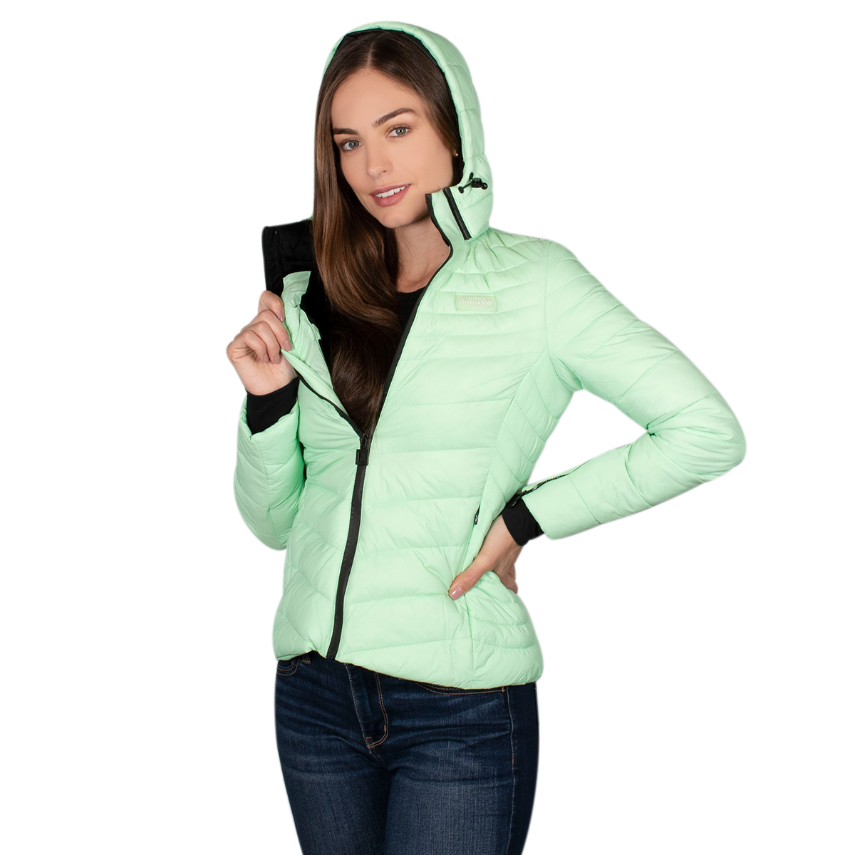 Chamarra Mujer Greenlander Capitonada Con Gorro Desmontable Pol8496