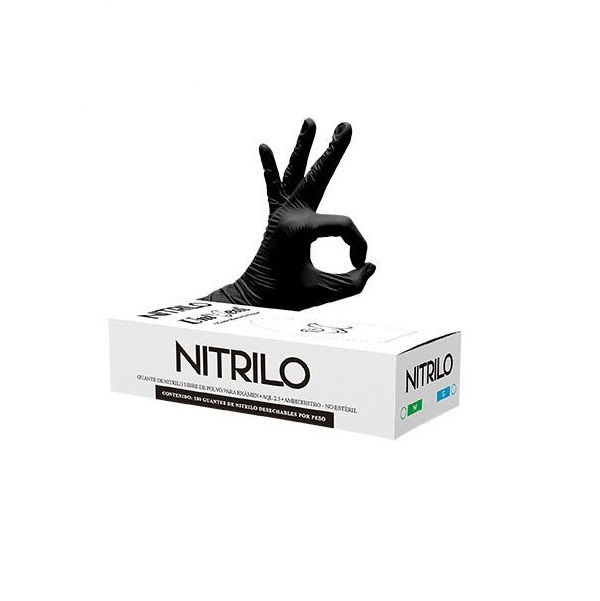 Guante Chef Cocinero Cocinar Nitrilo Negro 100pzas Talla Chica