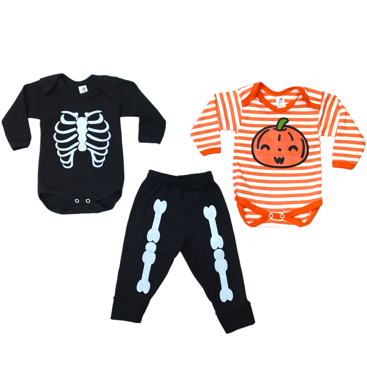 Disfraz halloween o día de muertos Calaverita Pañalero, Pants Bebé + Calabaza De Regalo
