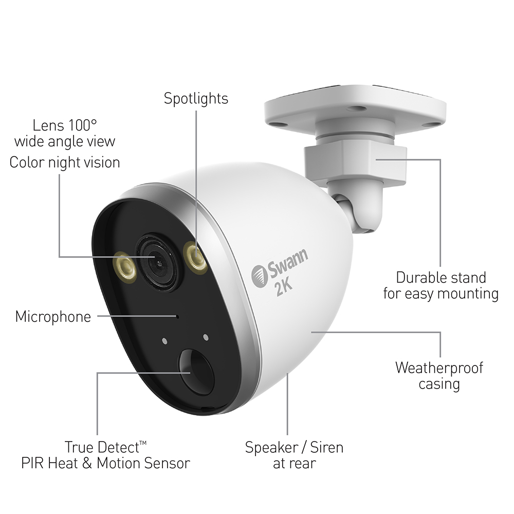 Cámara de Seguridad Swann con foco 2K IP66