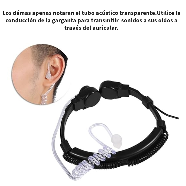 Auricular Manos Libres Garganta/Cuello Profesional Acústico de Tubo Auricular PTT para Radio Walkie Talkie de 2 vías UV5R