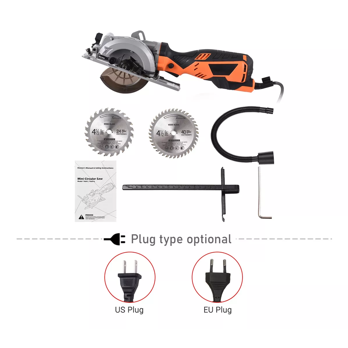 Mini Sierra Circular 3500rpm Sierra Eléctrica Con 24t 4 Naranja 5.8a