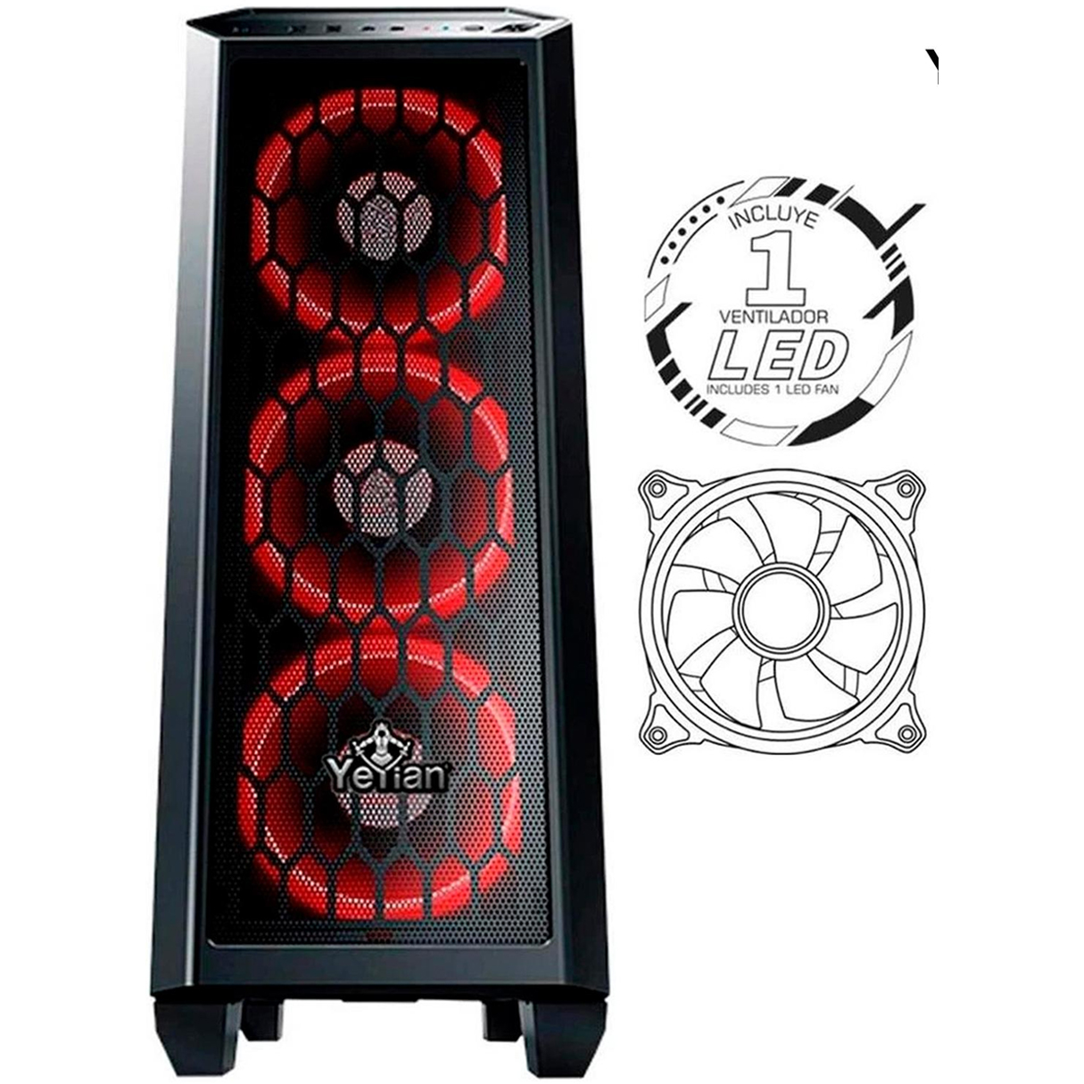 Gabinete Gamer YEYIAN BLADE 2101 ATX Acrilico 1 Ventilador YNH-B2101 