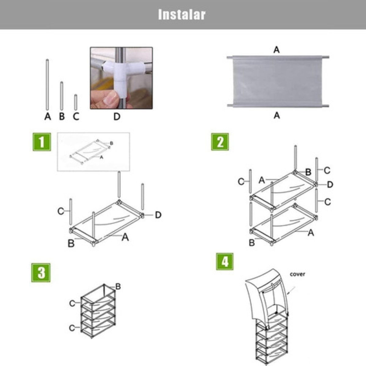 Closet Zapatera Minimalista Armario Organizador Multifuncional Armable /  Almacenamiento para Zapatos 27 pares (Gris, 9 niveles) Stay Elit  Minimalista Armable