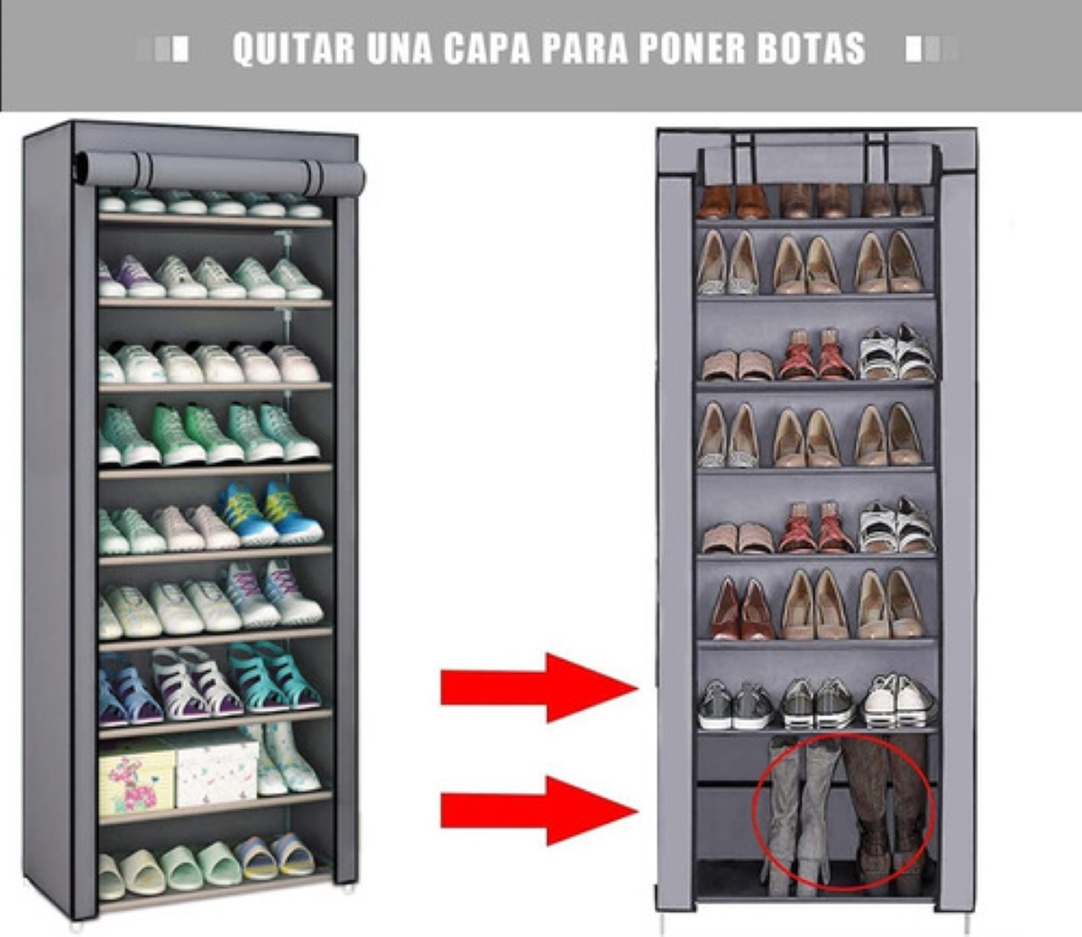 Closet Zapatera Minimalista Armario Organizador Multifuncional Armable /  Almacenamiento para Zapatos 27 pares (Gris, 9 niveles) Stay Elit  Minimalista Armable