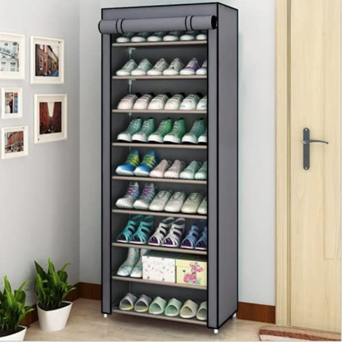 Closet Zapatera Minimalista Armario Organizador Multifuncional Armable /  Almacenamiento para Zapatos (Negro, 6 niveles)