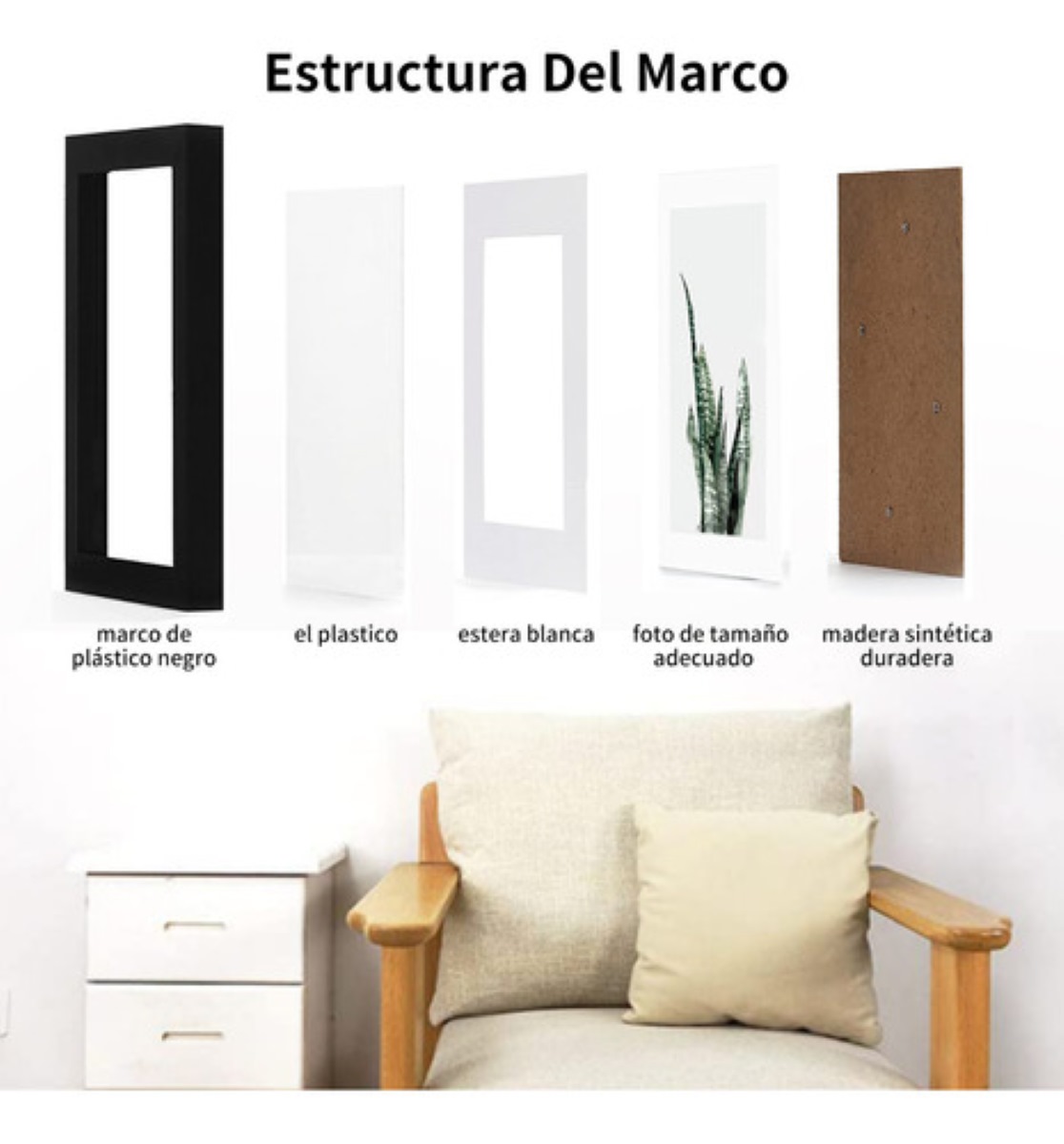 6 Piezas Cuadros Decorativos Diseño de Plantas Negro