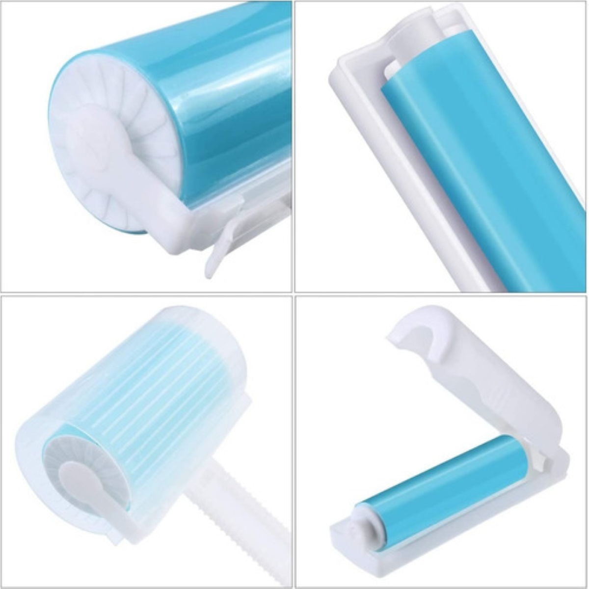 Rodillo Quita Pelusa Portatil Lavable 5 Rodillos Azul con Blanco