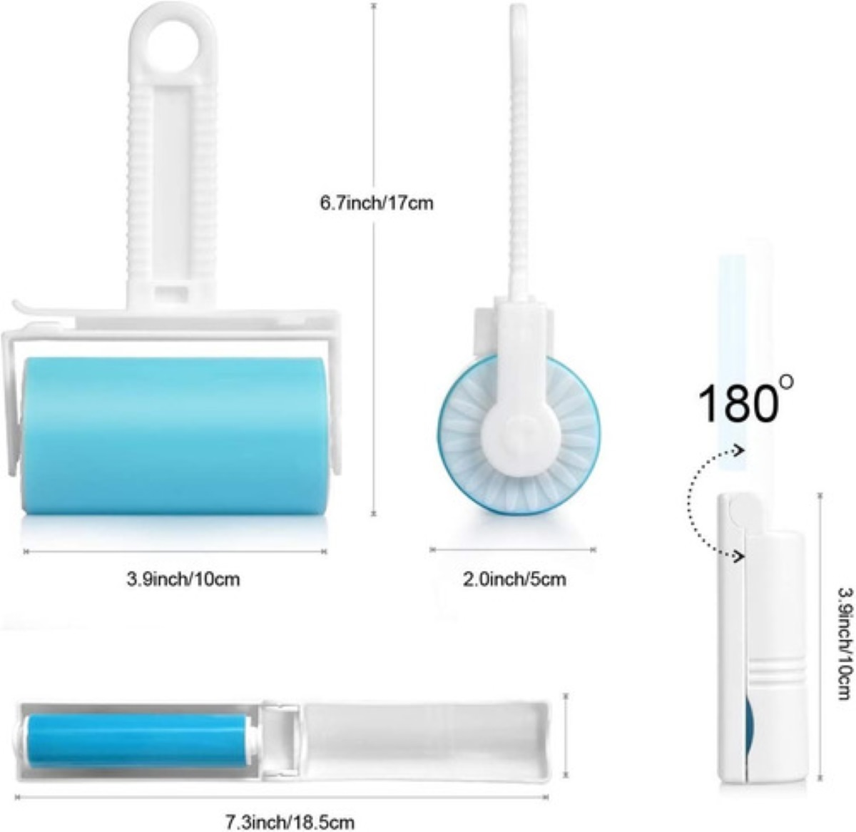 Rodillo Quita Pelusa Portatil Lavable 5 Rodillos Azul con Blanco