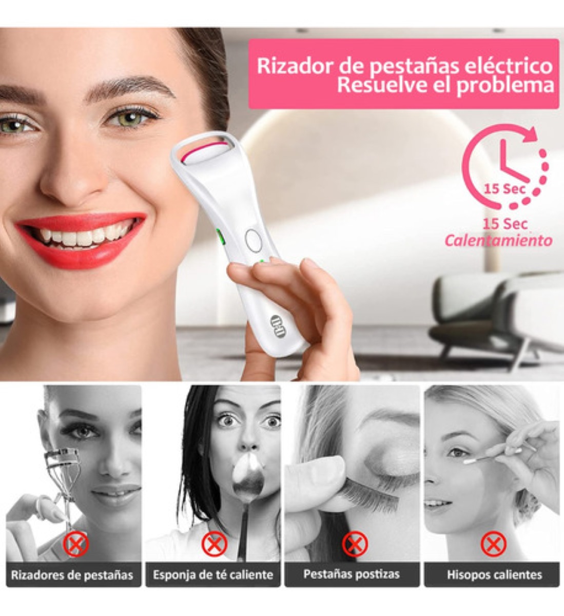 Rizador De Pestañas Electrico Termico Enchinador Blanco