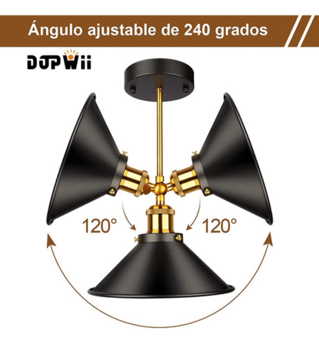 Lamparas De Pared de Interior Focos Vintage Industrial E26 3 pz Negro