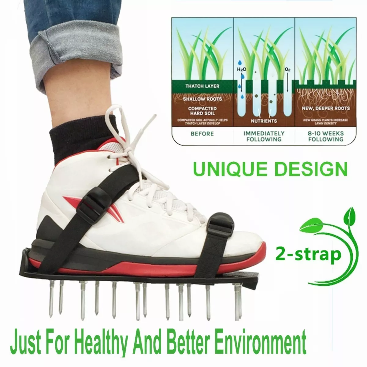 Aireador De Césped Zapatos Jardín Aflojar El Suelo Zapatos