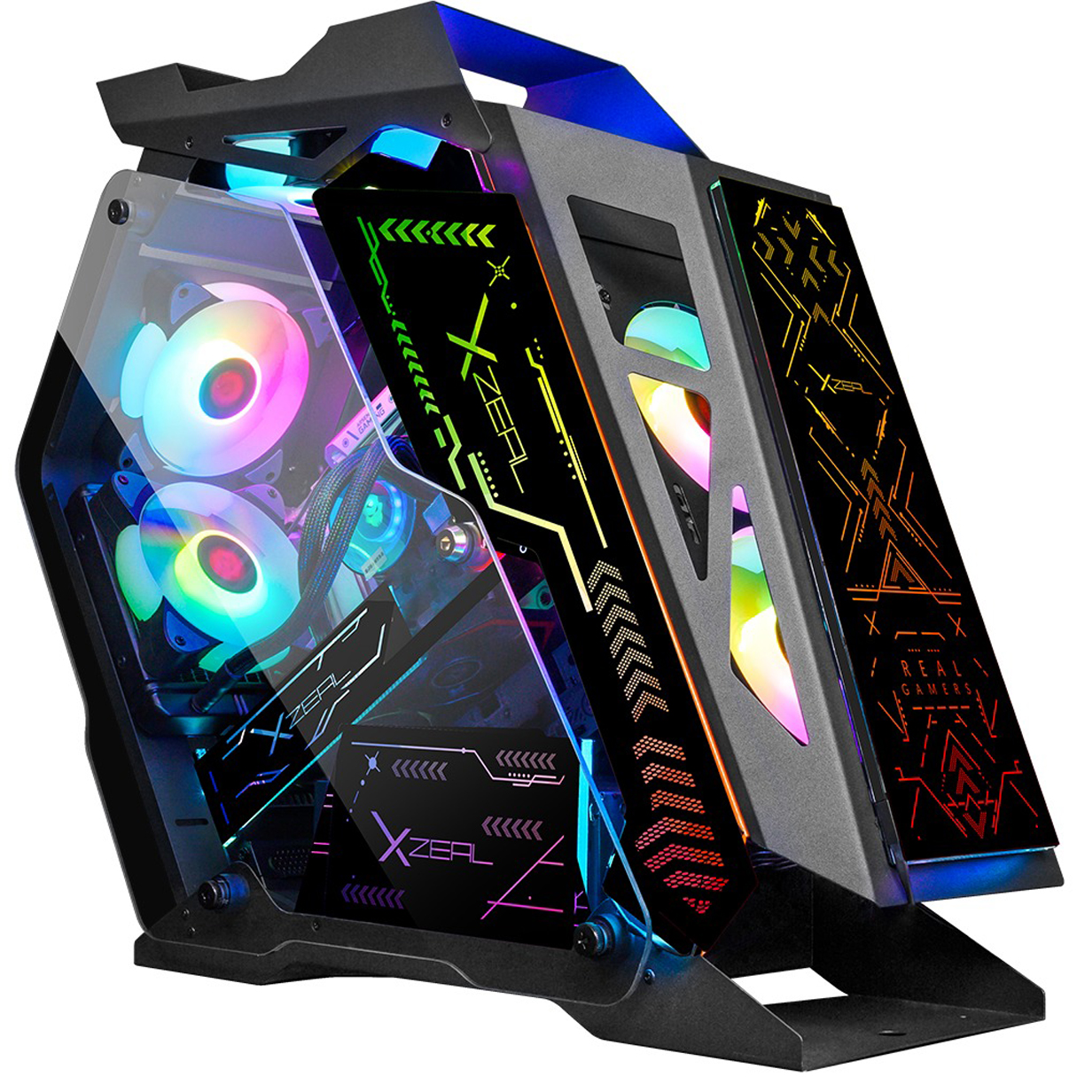 Gabinete Gamer XZEAL IR02 Micro ATX 4 Fan ARGB Cristal Templado XZGAIRRGBB 