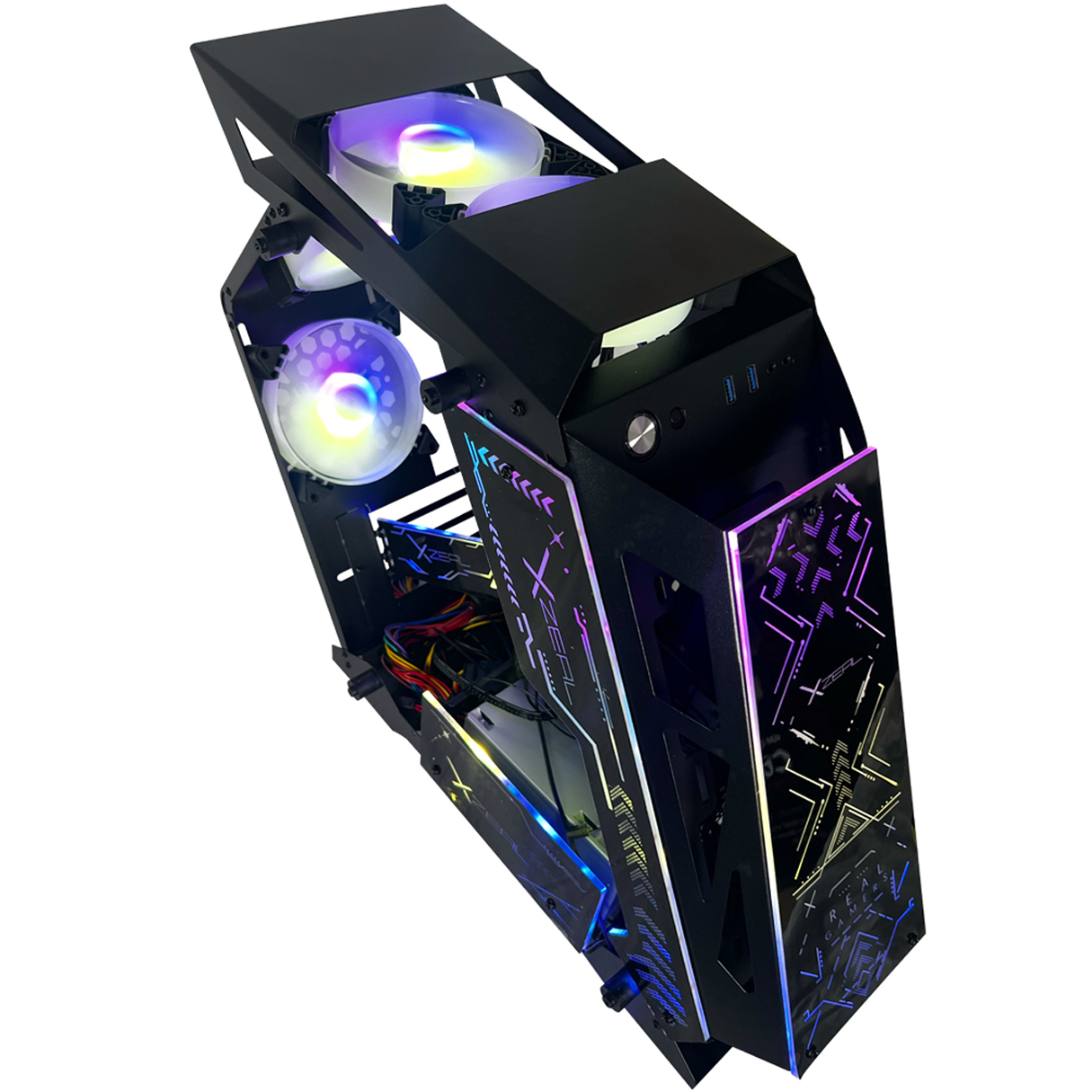 Gabinete Gamer XZEAL IR02 Micro ATX 4 Fan ARGB Cristal Templado XZGAIRRGBB 