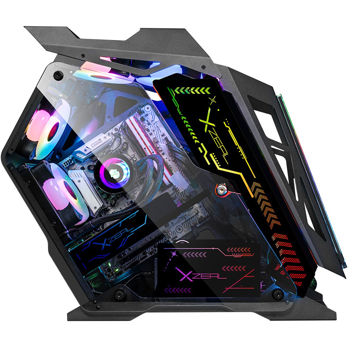 Gabinete Gamer XZEAL IR02 Micro ATX 4 Fan ARGB Cristal Templado XZGAIRRGBB 