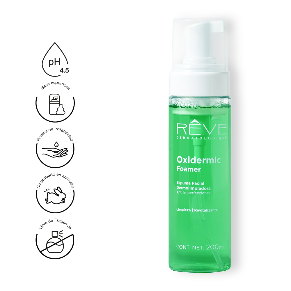 Reve Dermatologique - Oxidermic Foamer Doux - Espuma Facial Dermolimpiadora Anti imperfecciones - Ácido Salicílico - Todo tipo de piel - 200 ml