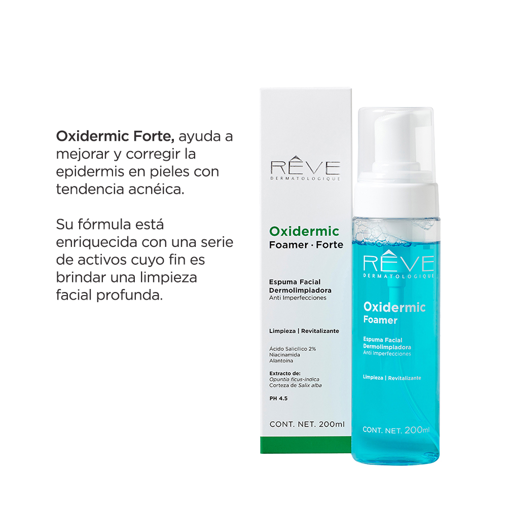 Reve Dermatologique - Oxideric Foamer Forte - Espuma Facial Dermolimpiadora Anti imperfecciones - Limpieza profunda - 200 ml
