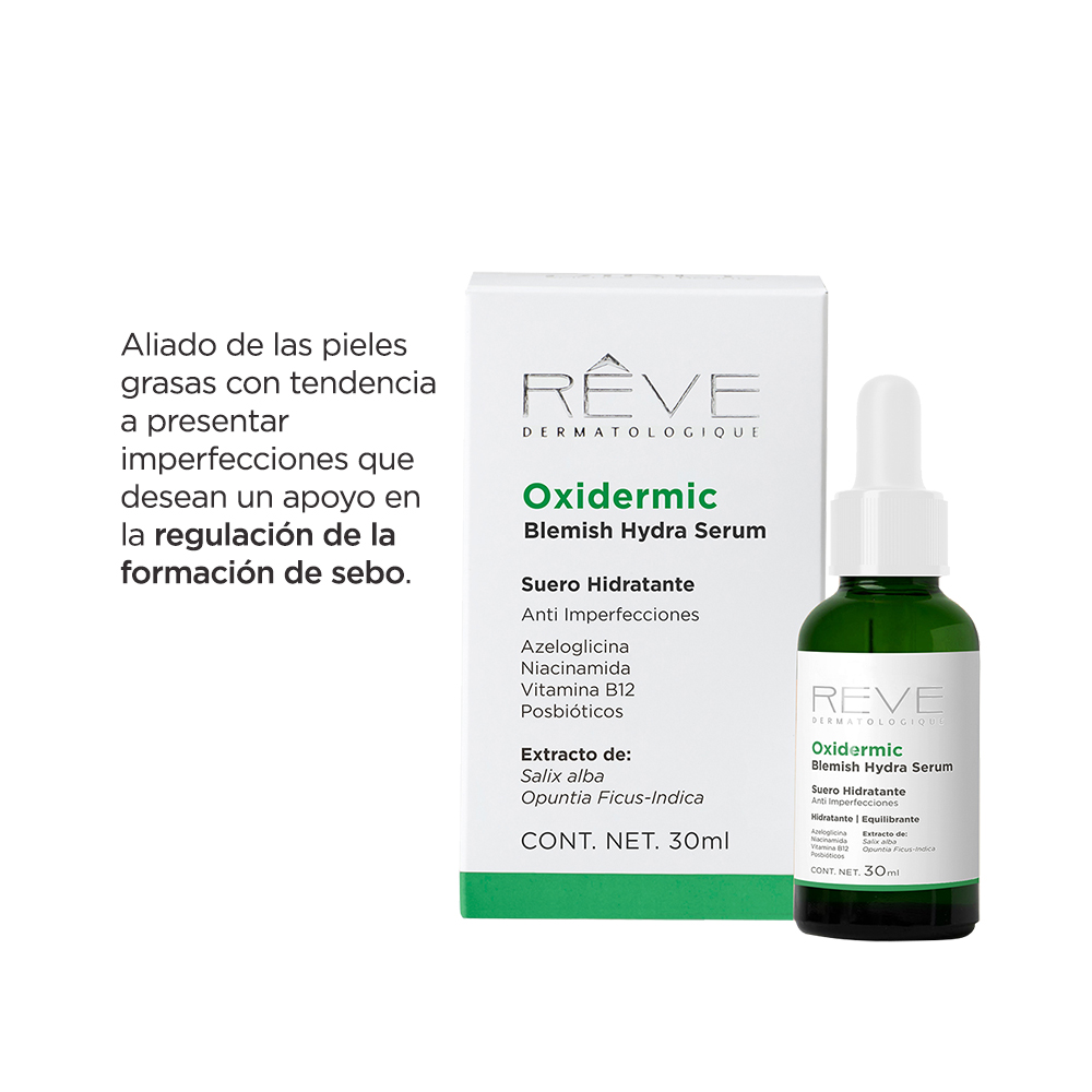 Reve Dermatologique - Oxidermic Blemish Hydra Serum - Suero Anti imperfecciones - Hidratante para pieles grasas - 30 ml.