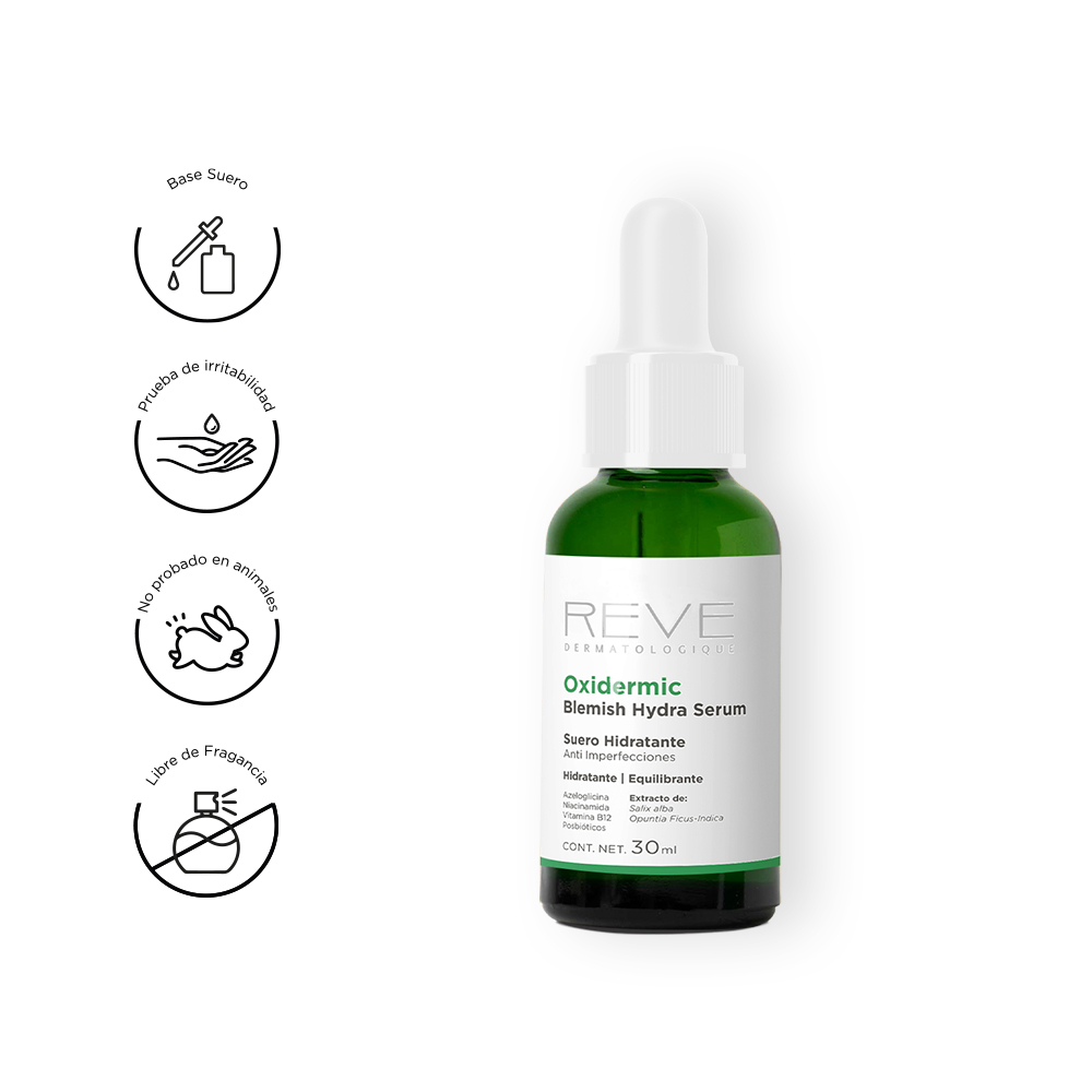 Reve Dermatologique - Oxidermic Blemish Hydra Serum - Suero Anti imperfecciones - Hidratante para pieles grasas - 30 ml.