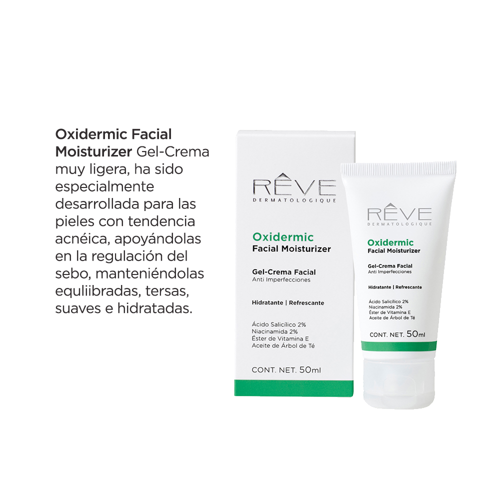 Reve Dermatologique - Oxidermic Facial Moisturizer - Gel-Crema Facial Anti-Imperfecciones - Hidratación para pieles grasas - 50 ml 