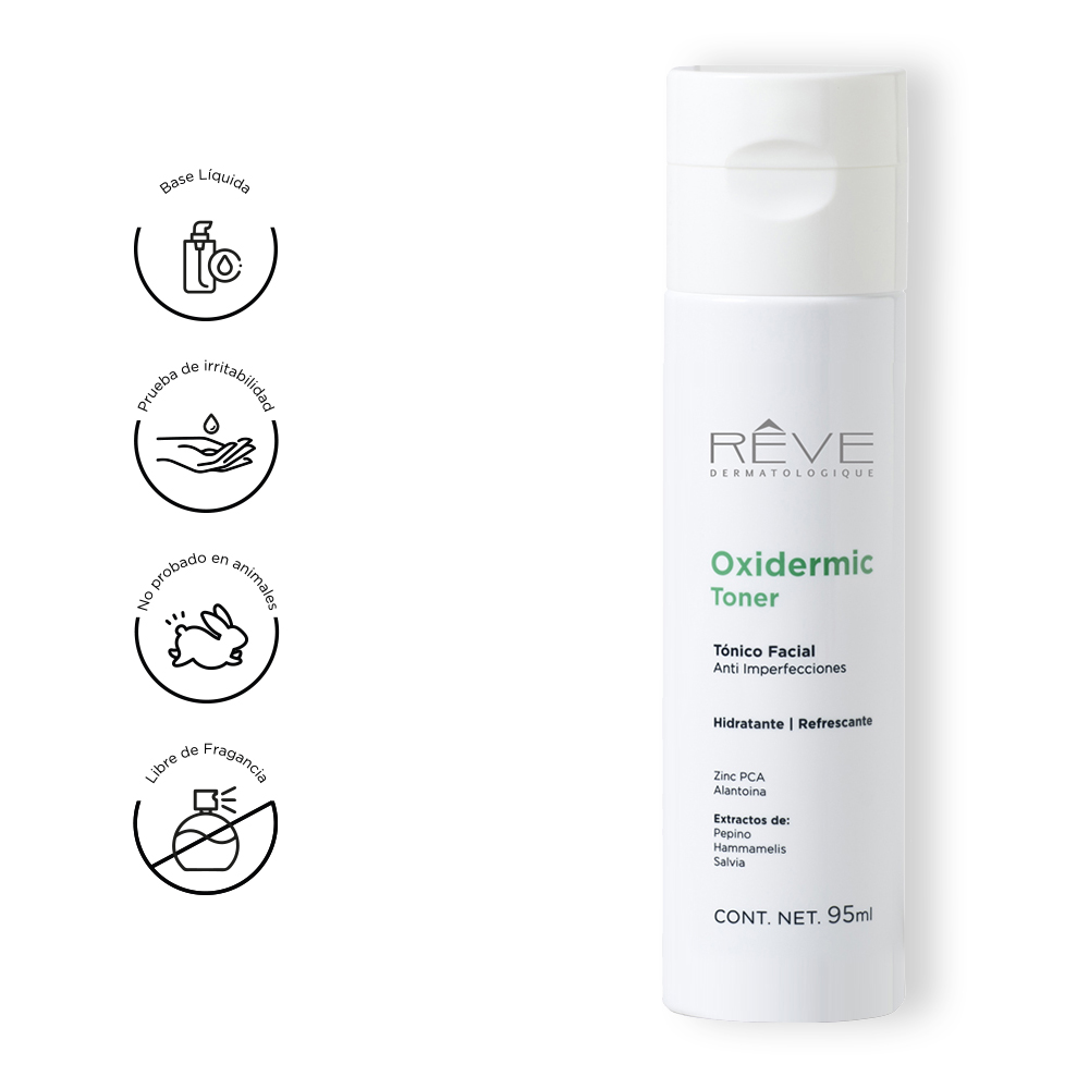 Reve Dermatologique - Oxidermic Toner - Tónico Facial Anti imperfecciones - controla el exceso de sebo - todo tipo de piel - 95 ml