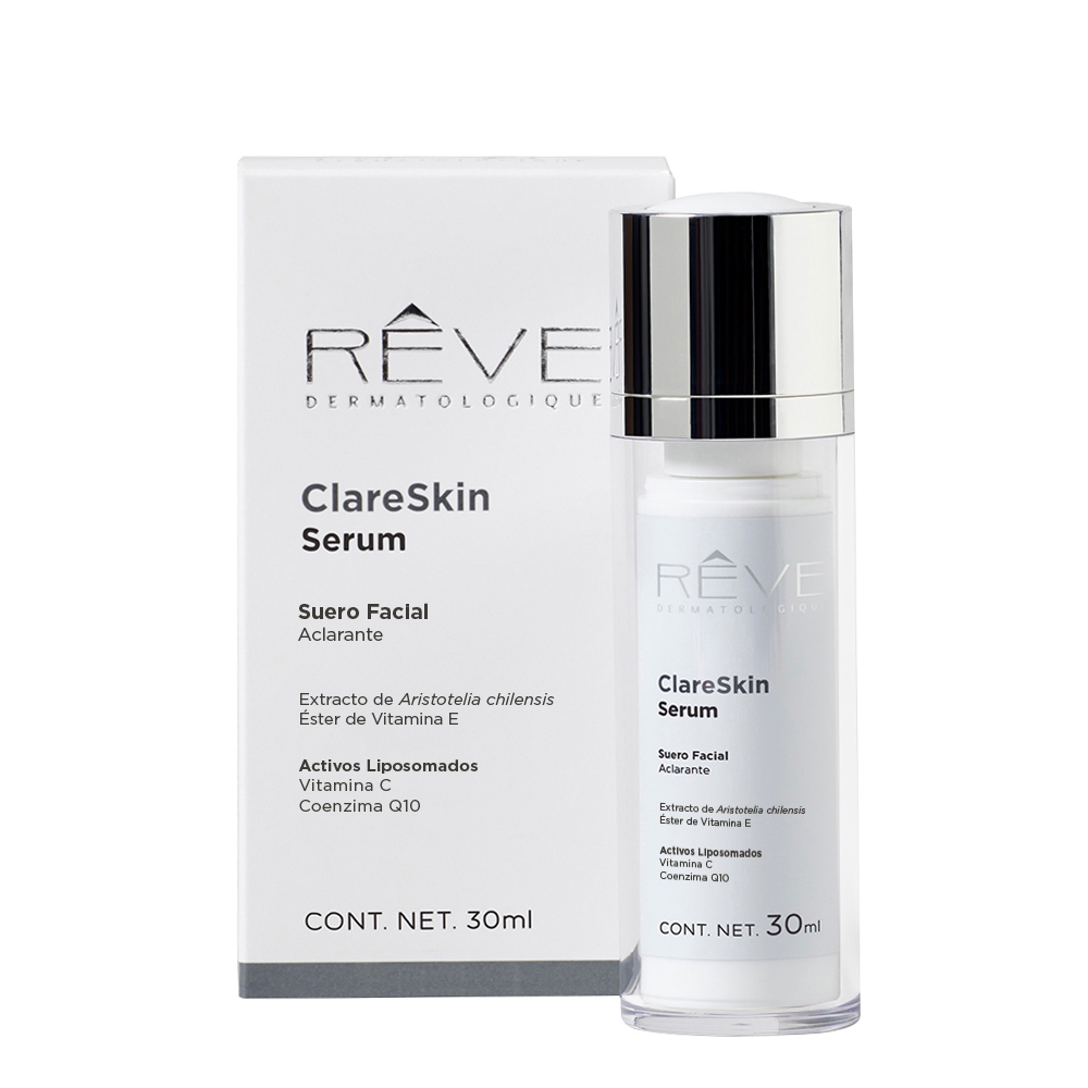 Reve Dermatologique - ClareSkin Serum - Suero Facial Aclarante - Extracto de Aristotelia Chilensis - Vitamina C, Vitamina E - Control de manchas - Todo tipo de piel - 30 ml 
