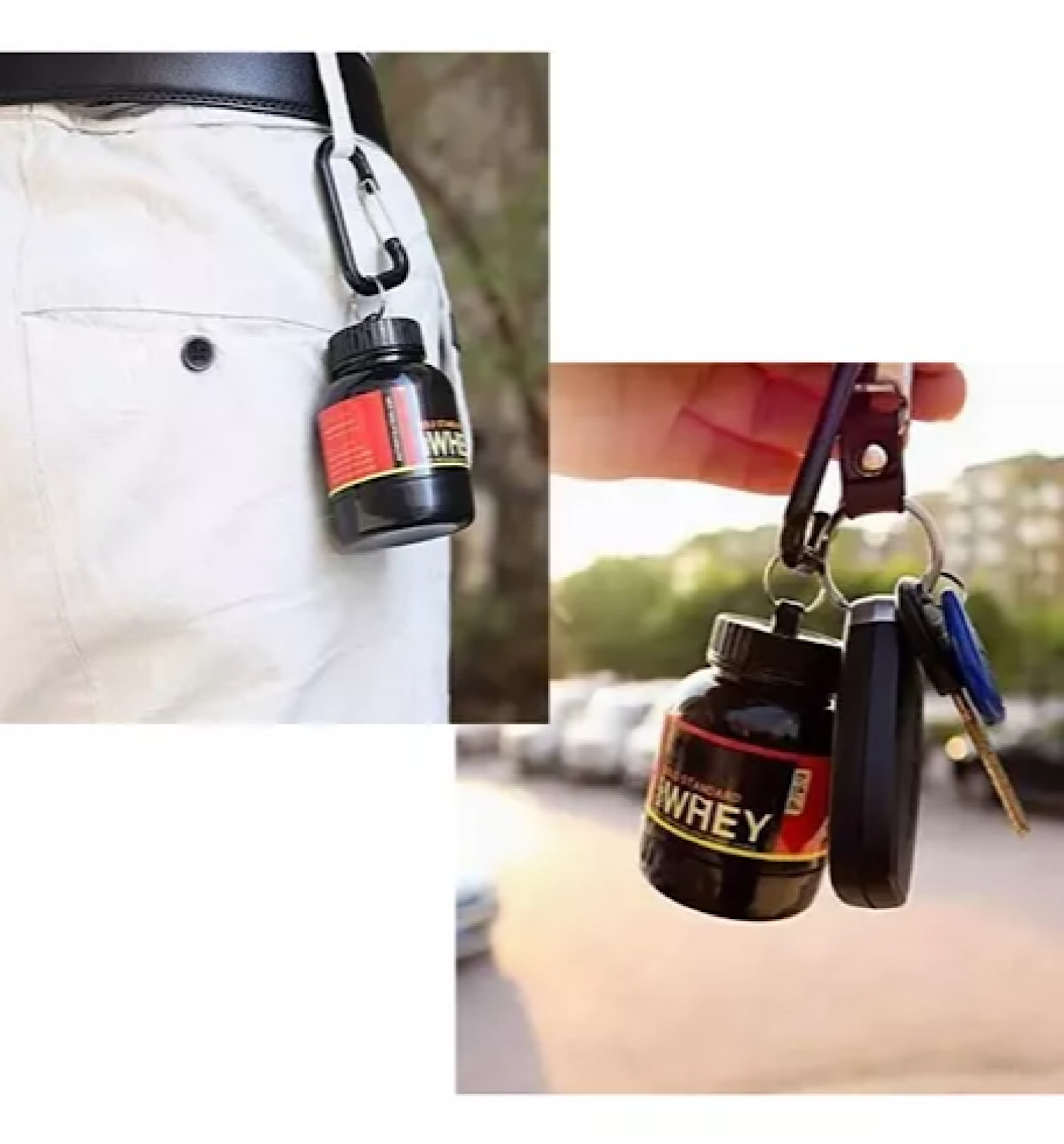 Embudo Porta Proteína O Pastillas Bonito Llavero Portátil