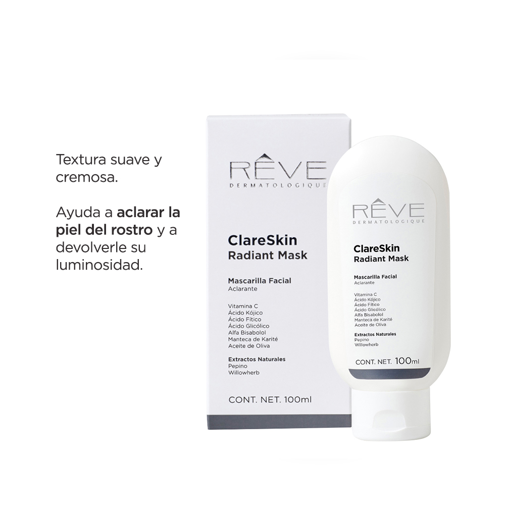 Reve Dermatologique - ClareSkin Radiant Mask - Mascarilla Facial Aclarante - Difumina manchas - Previene signos de envejecimiento - 100 ml