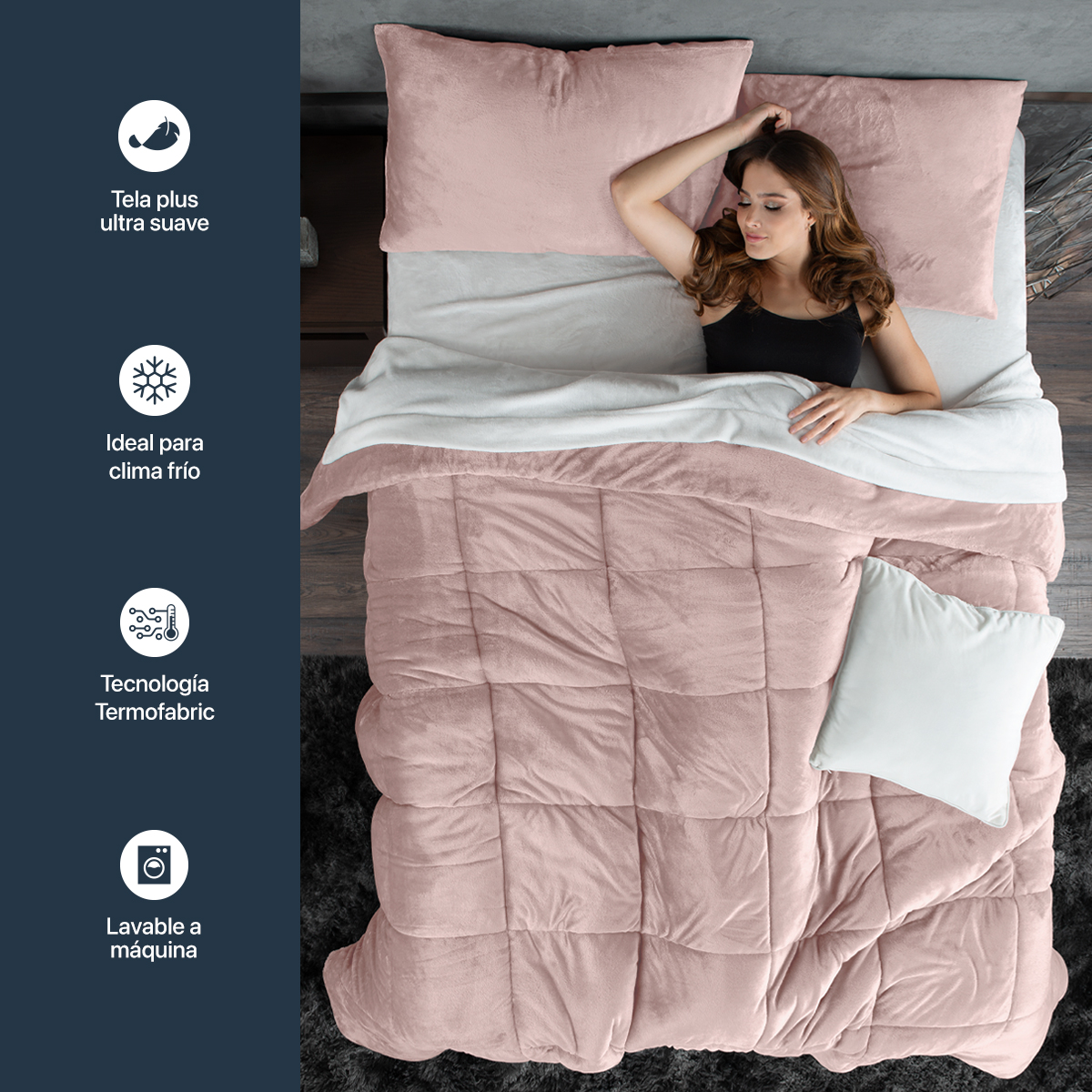 Edredón Invierno Estampado Mina + Funda Cojín con la mejor oferta Medidas  Cama 90 cm Color Morado