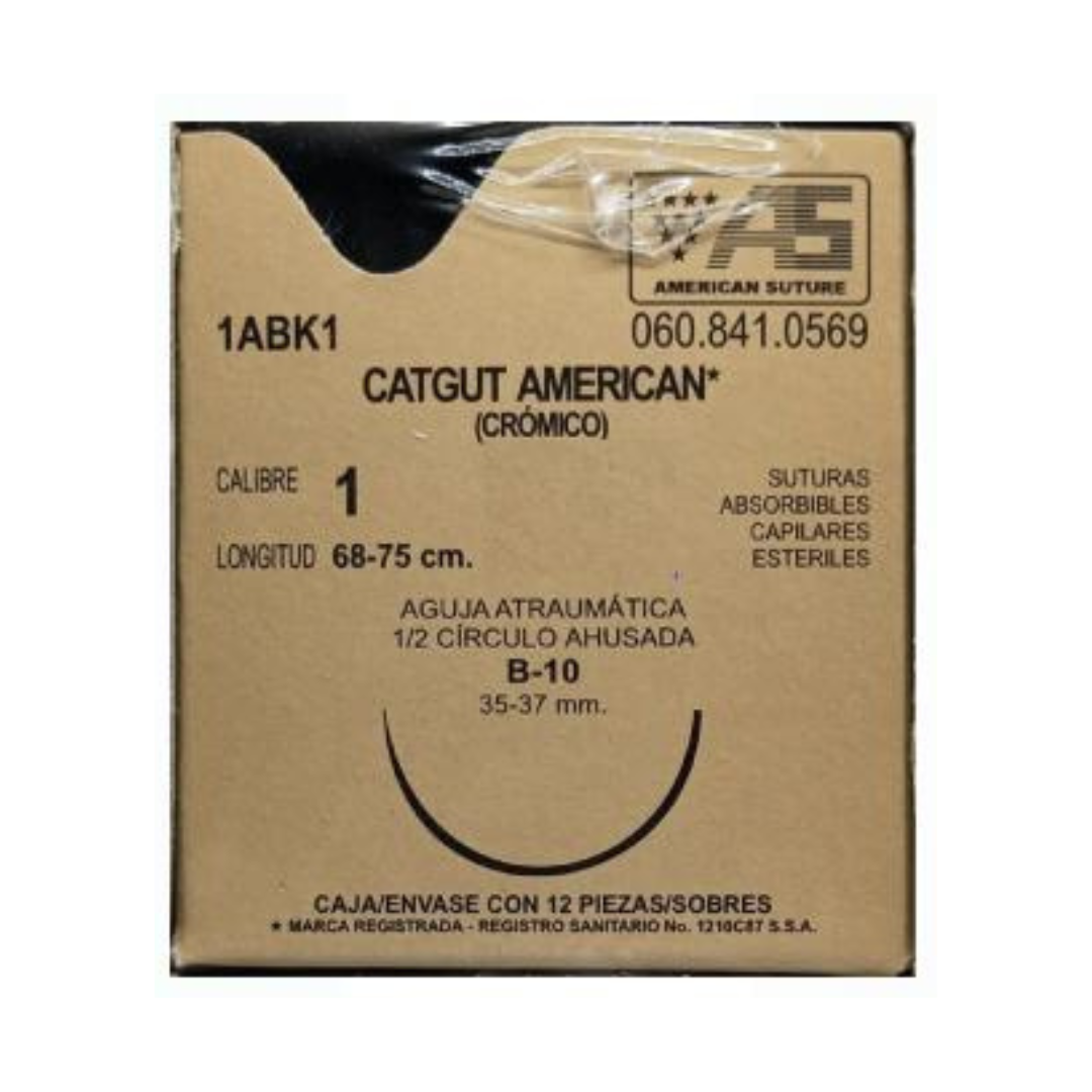 Sutura Catgut Crómico 1 B-10 AMERICAN SUTURE