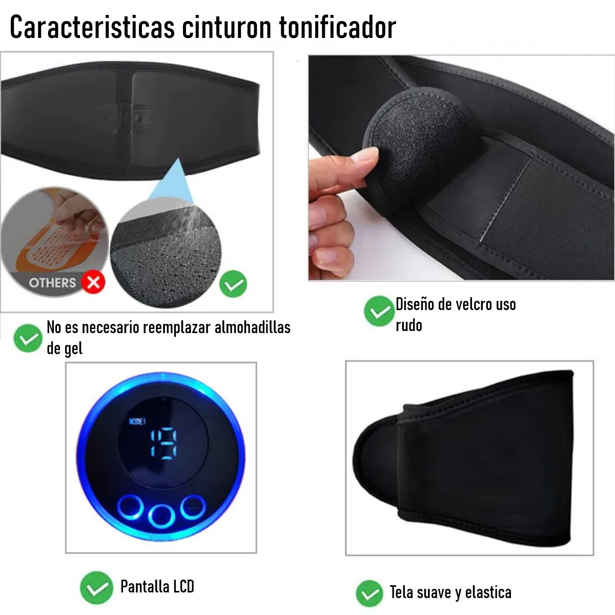 Entrenador Abdominal eléctrico Abs cinturón tonificador estimulador muscular adelgazar gimnasio