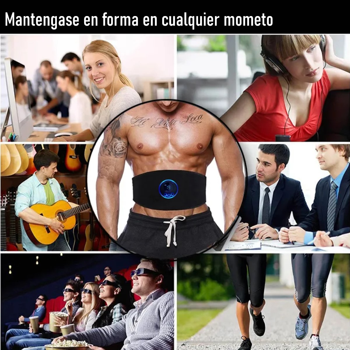 Entrenador Abdominal eléctrico Abs cinturón tonificador estimulador muscular adelgazar gimnasio