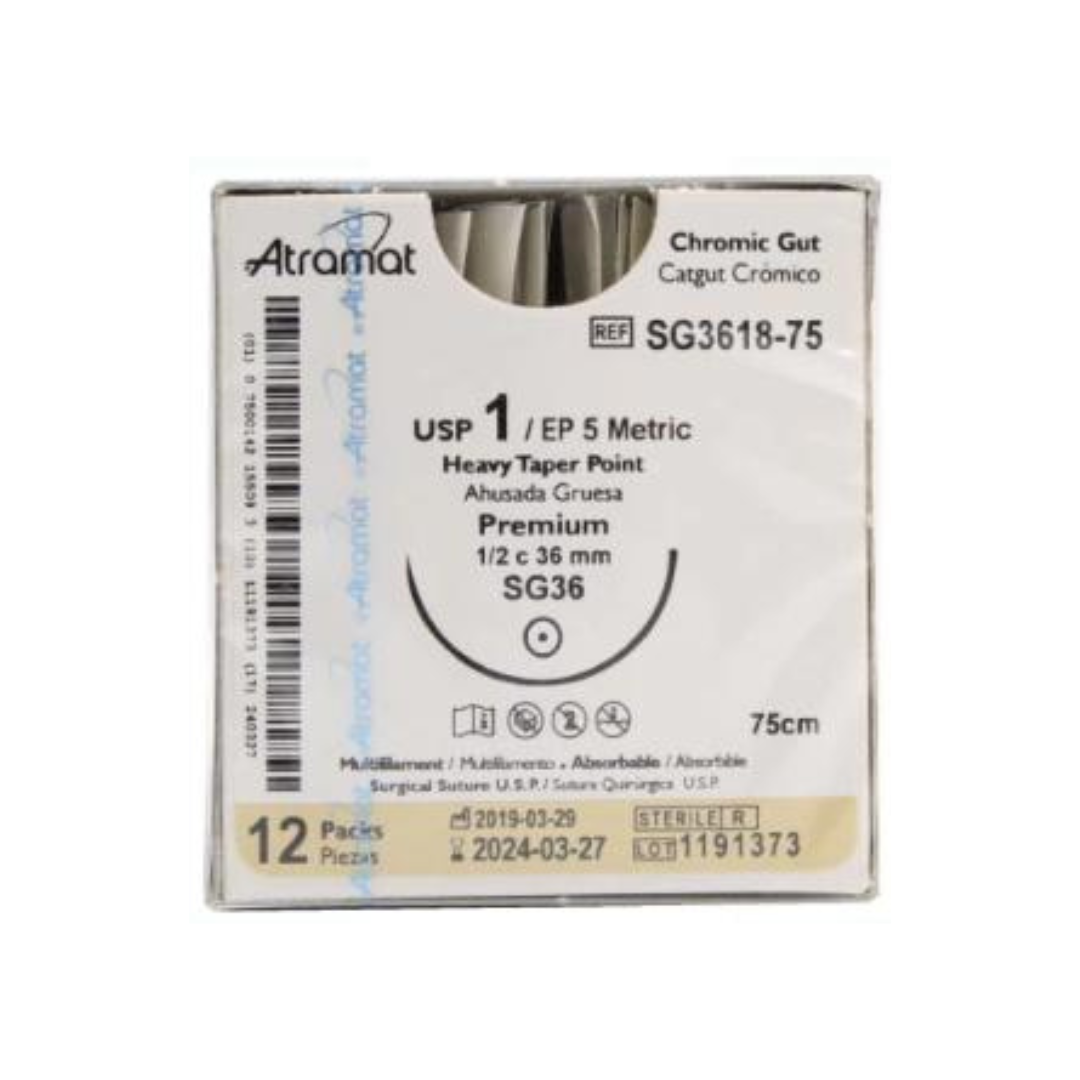 Sutura Catgut Cromico 1 EP-5 ATRAMAT